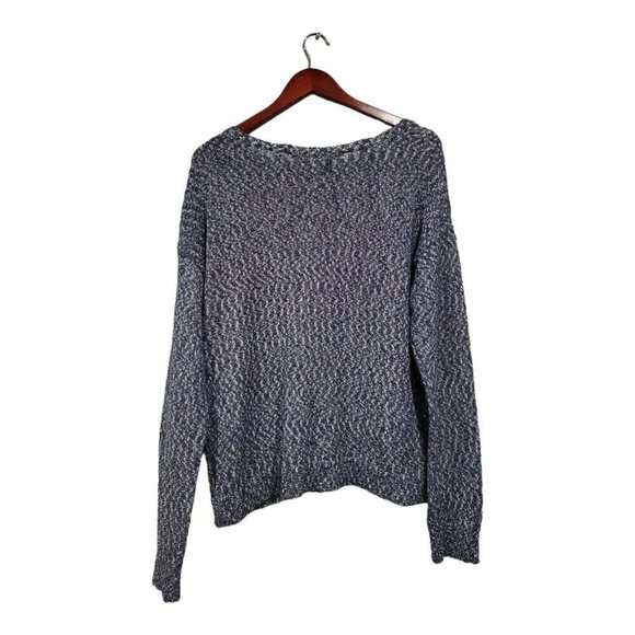 Athleta Women's Blue Silver V-Neck Open Knit Long-Sleeved Sweater Top Size XL - Picture 2 of 9